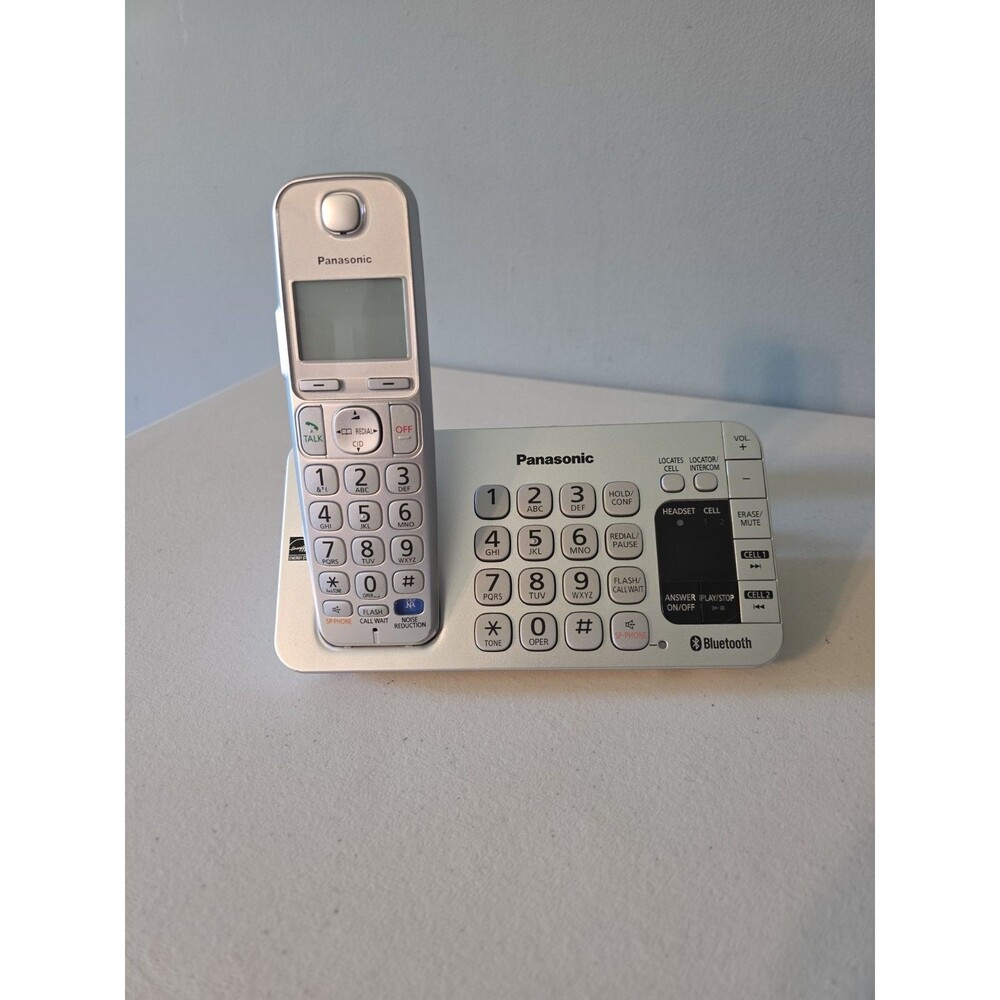 Panasonic KX-TGE Link2Cell Cordless Phone System - Base, Handset, Cord - Silver